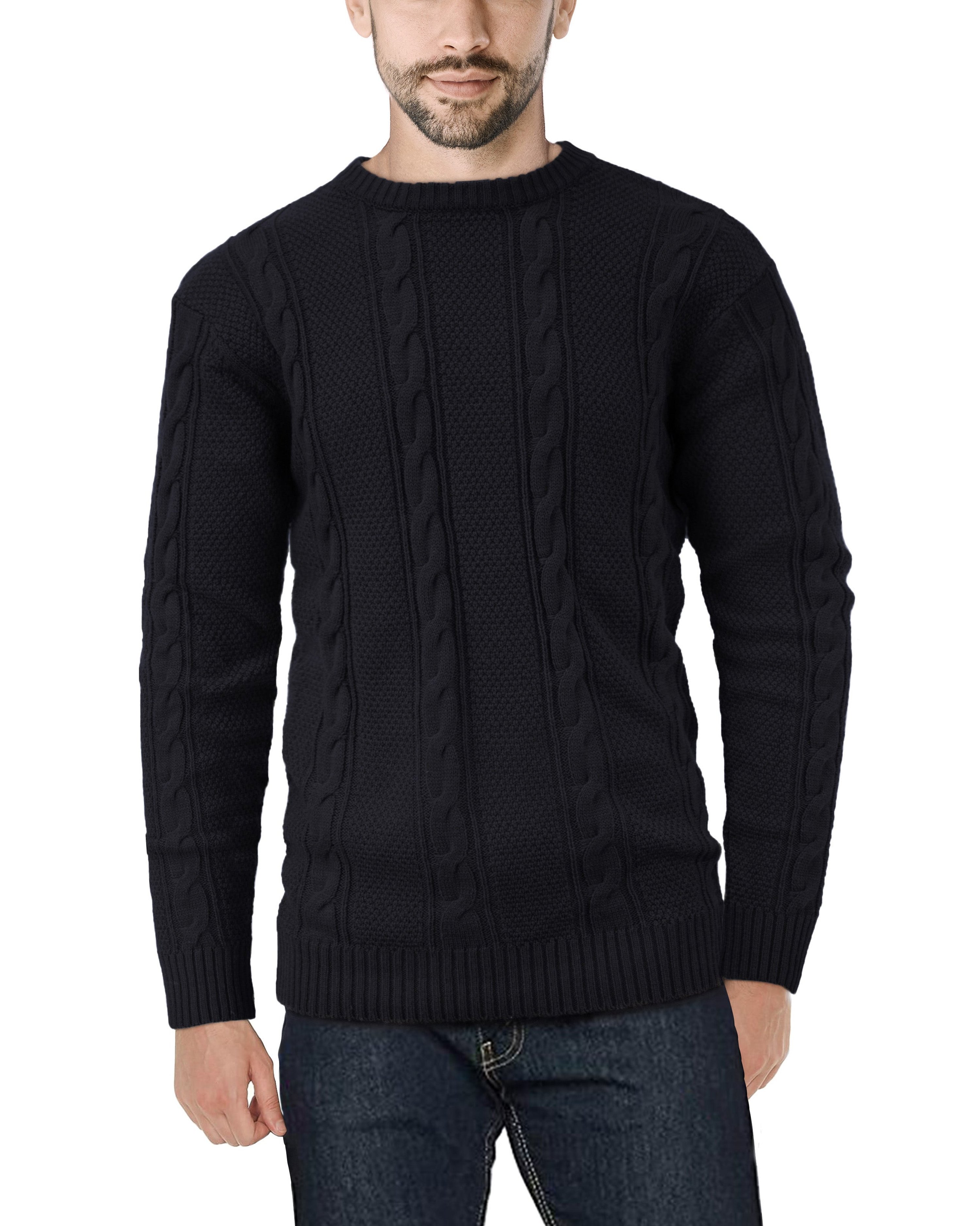 X-RAY X RAY CREWNECK CABLE KNITTED PULLOVER SWEATER