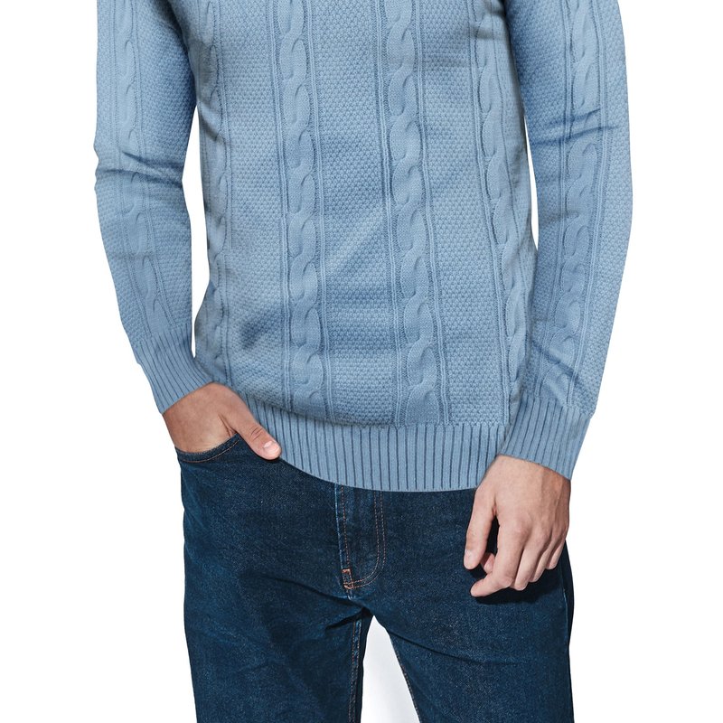 X-ray X Ray Crewneck Cable Knitted Pullover Sweater In Cashmere Blue