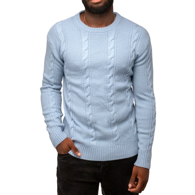 Shop X-ray Crewneck Cable Knitted Pullover Sweater In Blue