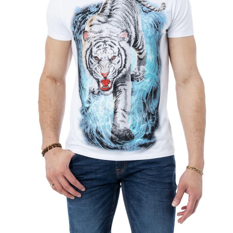 Shop X-ray Heads Or Tails Rhinestone Studded Graphic Printed T-shirt In White
