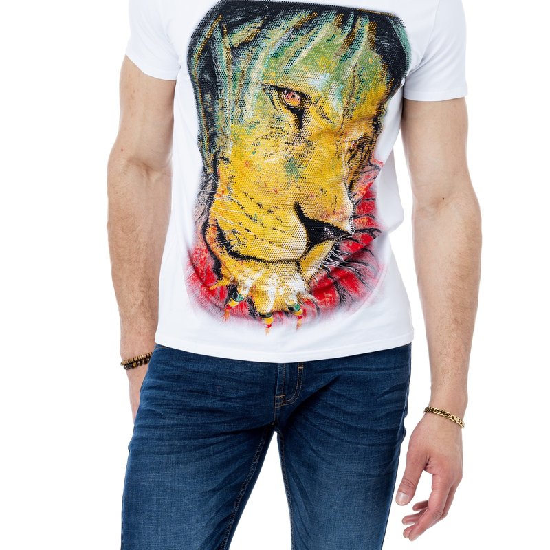 X-RAY X RAY HEADS OR TAILS RHINESTONE STUDDED GRAPHIC PRINTED T-SHIRT