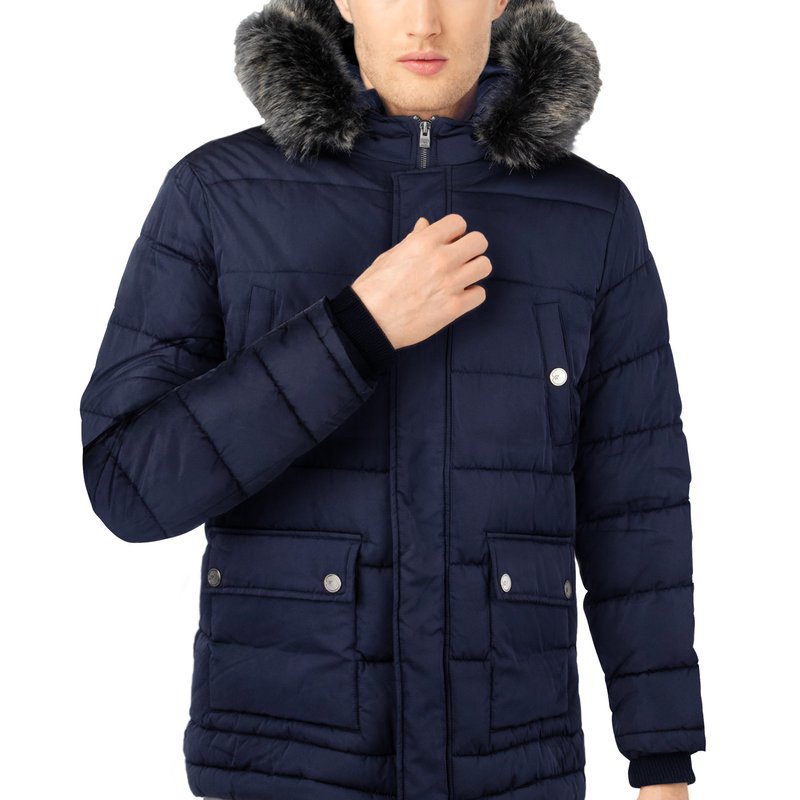 Shop X-ray Hooded Puffer Parka Jacket In Blue