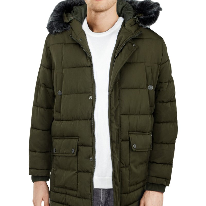 X-ray X Ray Hooded Puffer Parka Jacket In Olive