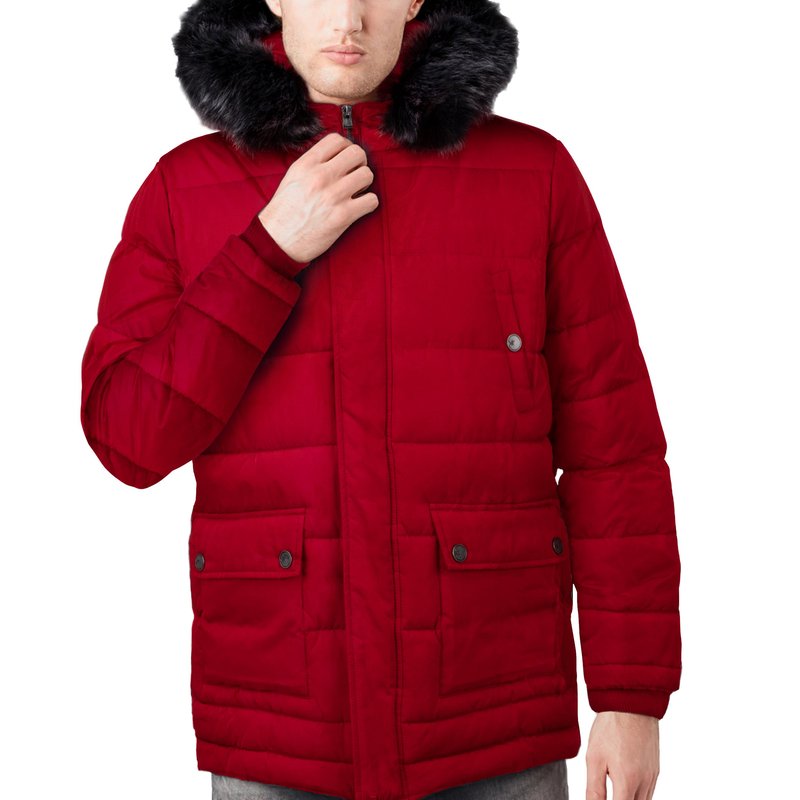 Shop X-ray Hooded Puffer Parka Jacket In Red