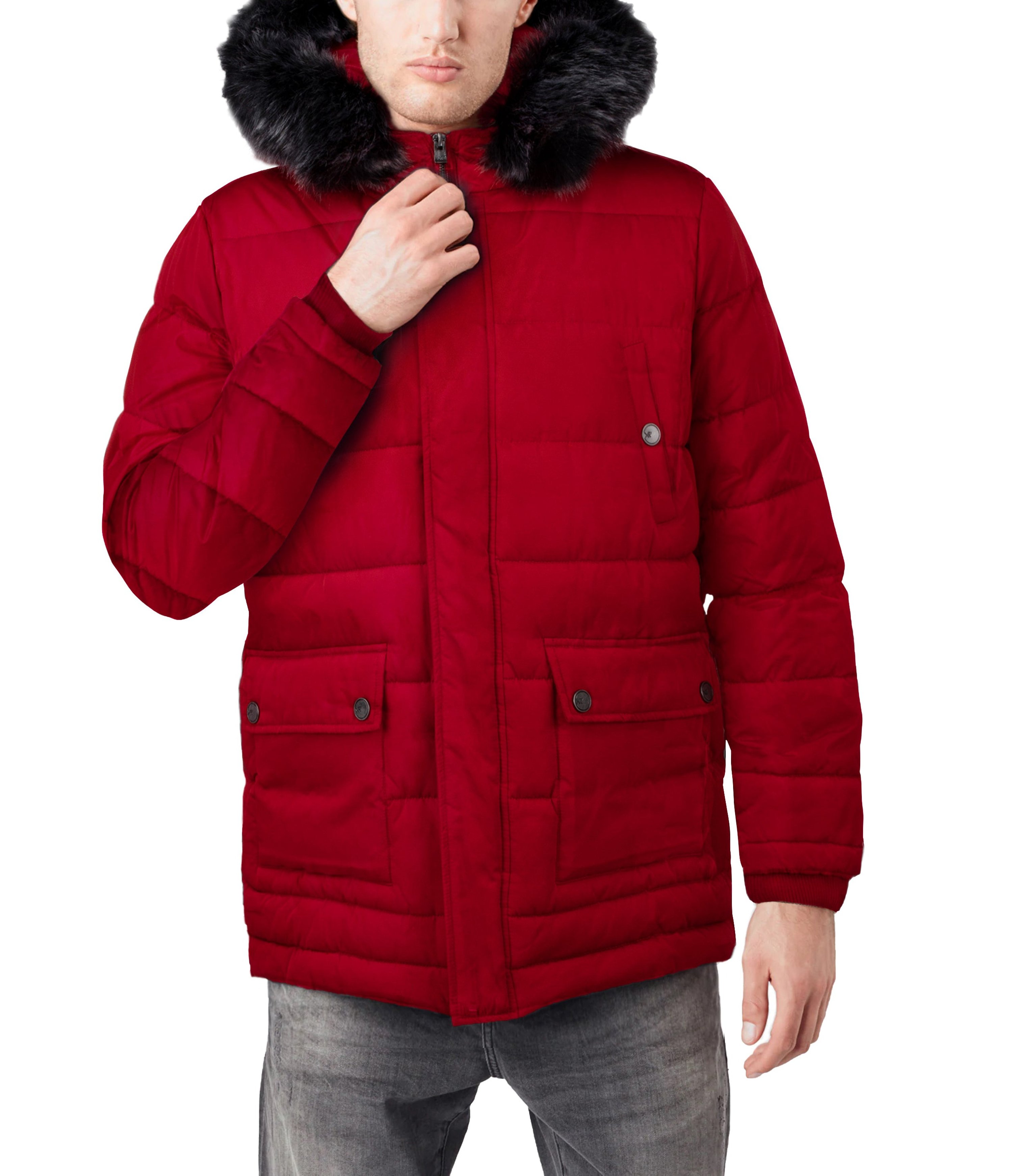 X-ray X Ray Hooded Puffer Parka Jacket In Red