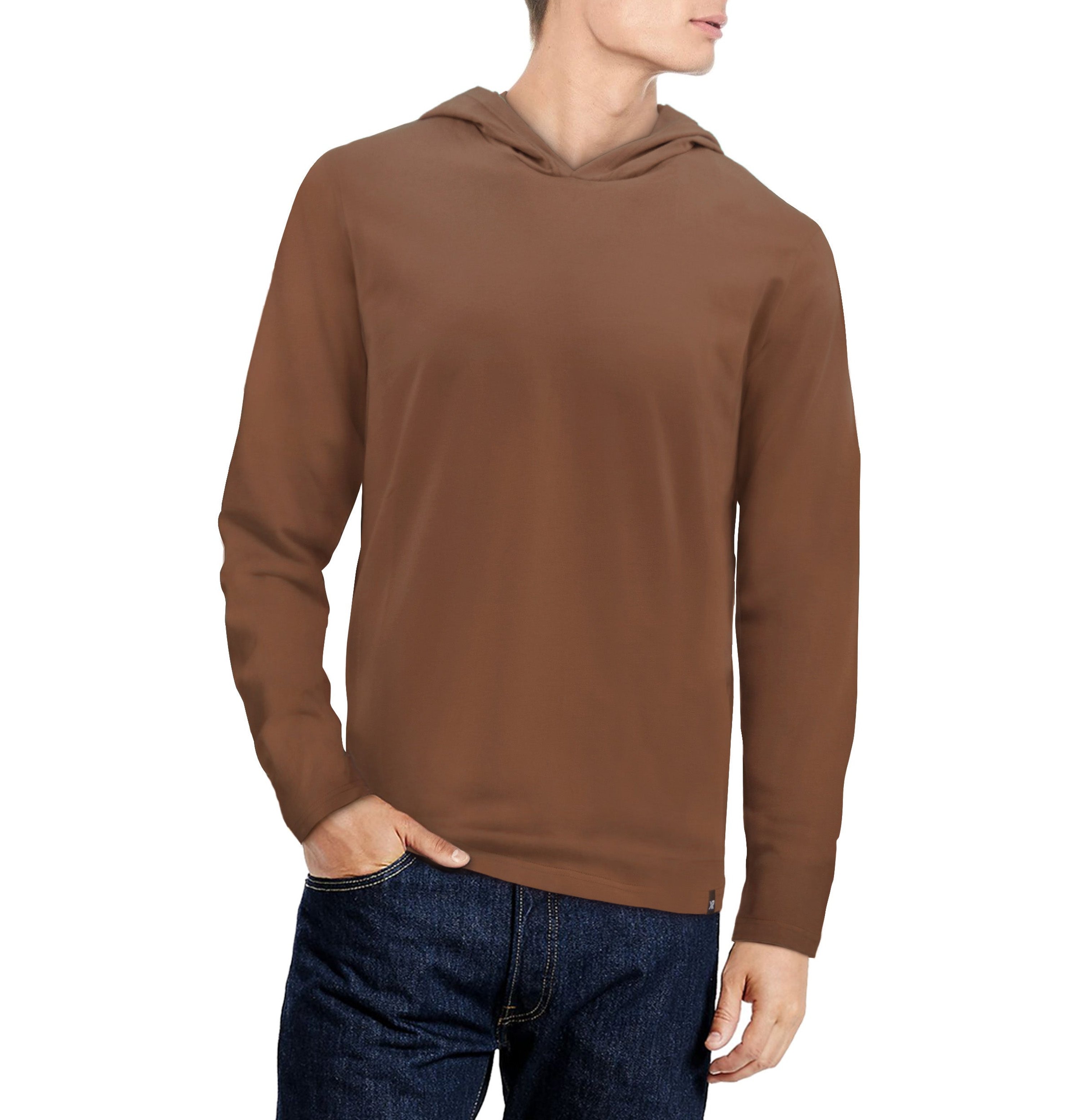 X-ray X Ray Long Sleeve Hooded T-shirt In Brown