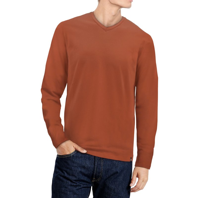 X-ray X Ray Long Sleeve V-neck T-shirt In Brown