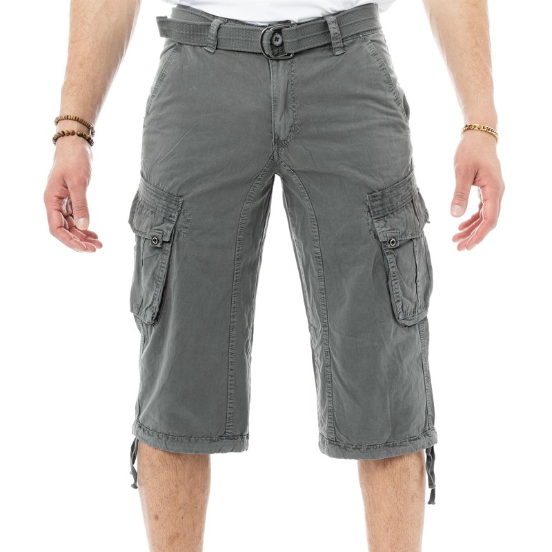 Shop X-ray Mens Belted Long Cargo Shorts With Draw Cord In Grey
