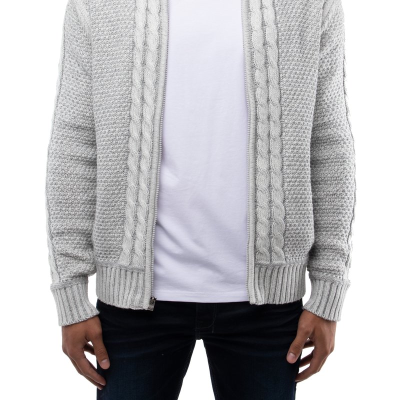 X-ray X Ray Men's Full-zip Knit Sweater Jacket In Oatmeal