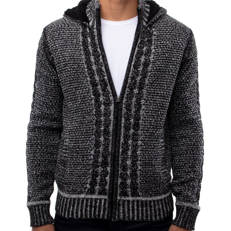 X-ray X Ray Men's Full-zip Knit Sweater Jacket In Black/white