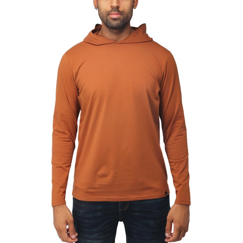 Shop X-ray Men's Long Sleeve Hooded Shirt In Brown