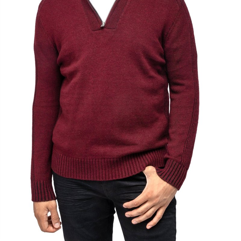 Shop X-ray Men's Quarter Zip Mock Neck Pullover Sweater In Red