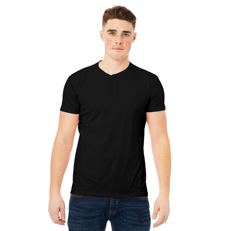 X-ray Men's Short Sleeves Henley T-shirt In Black