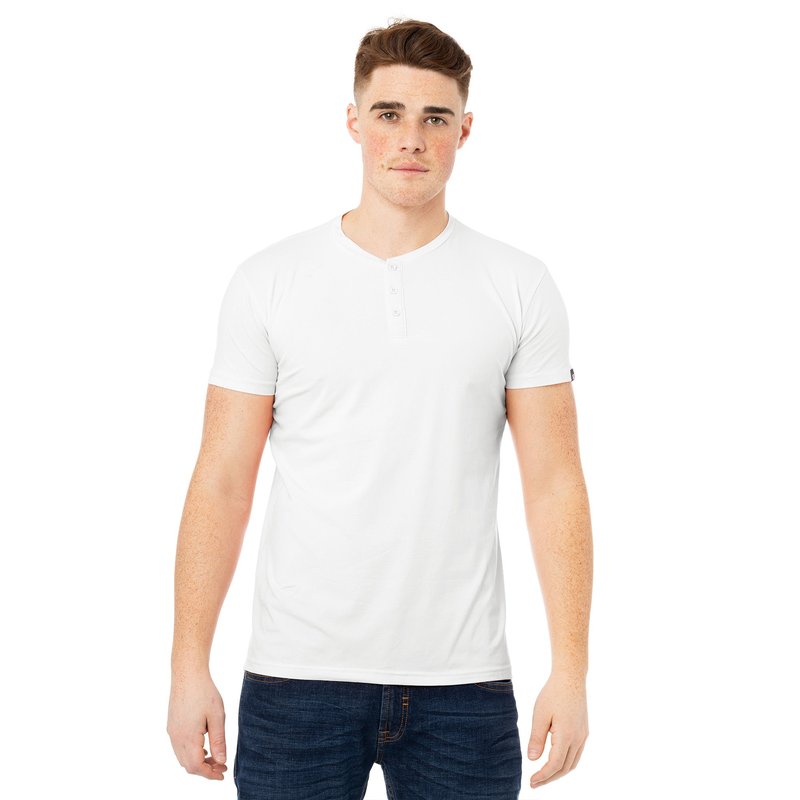 X-ray Men's Short Sleeves Henley T-shirt In White