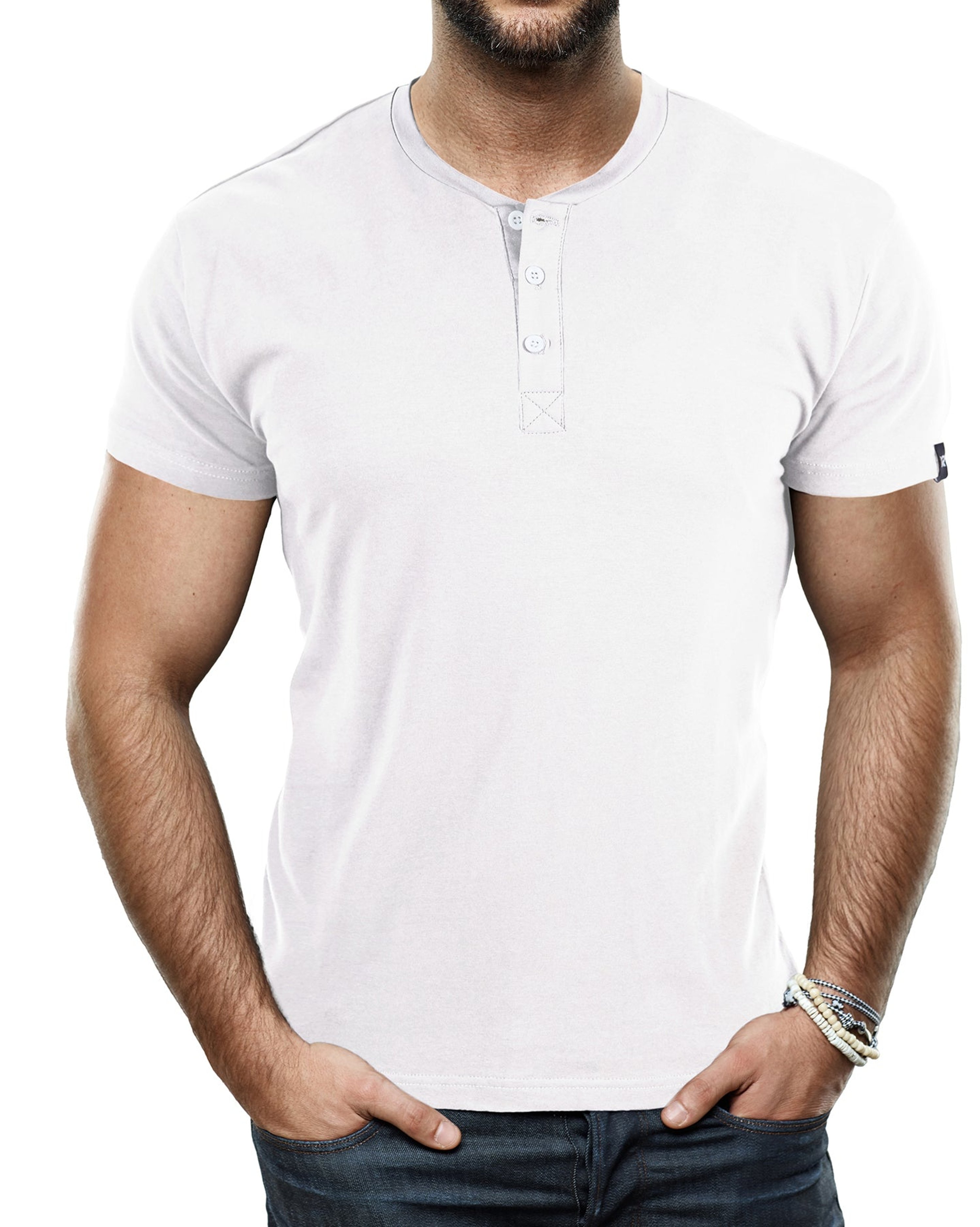 X-ray X Ray Men's Short Sleeves Henley T-shirt In White