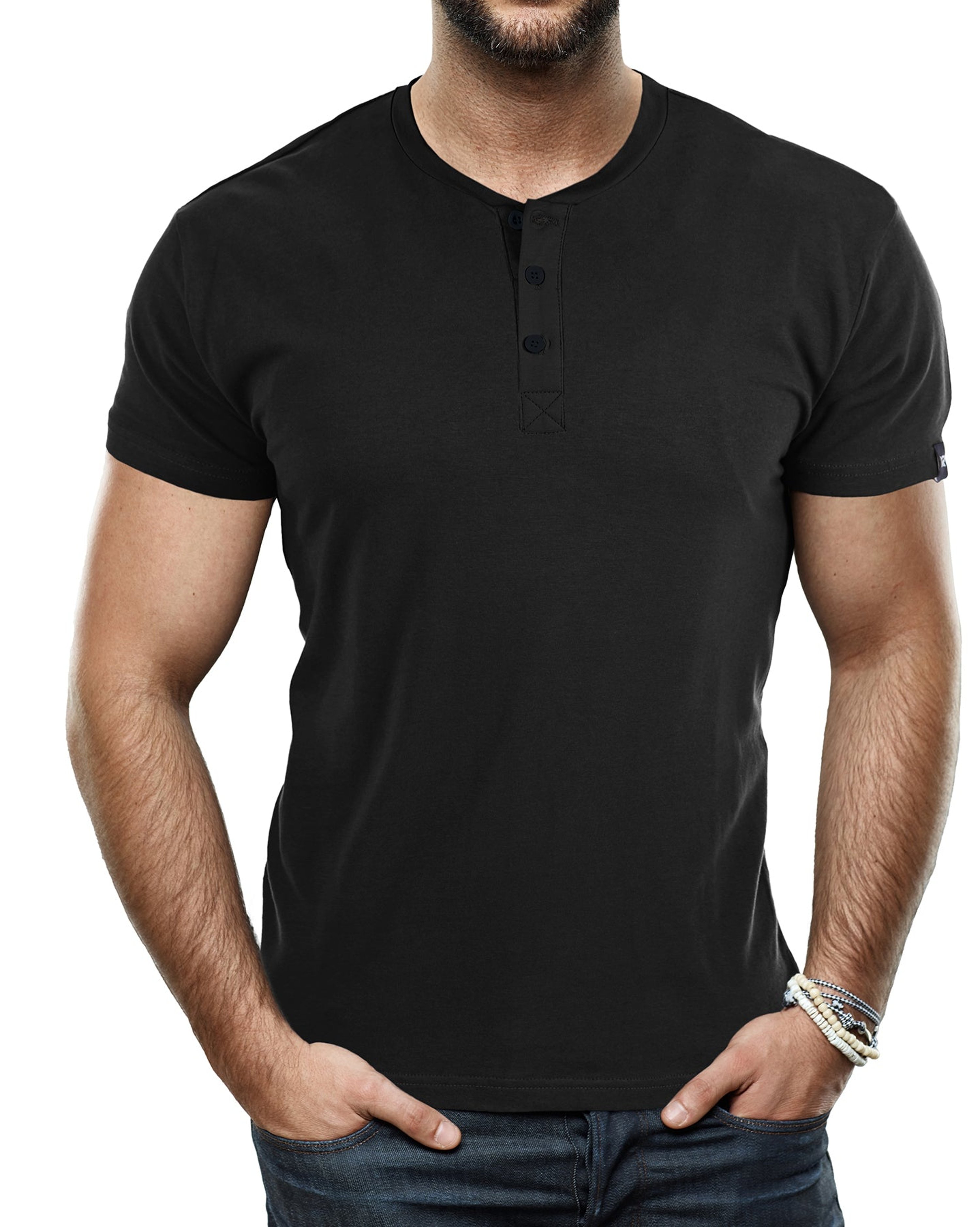 X-ray X Ray Men's Short Sleeves Henley T-shirt In Black