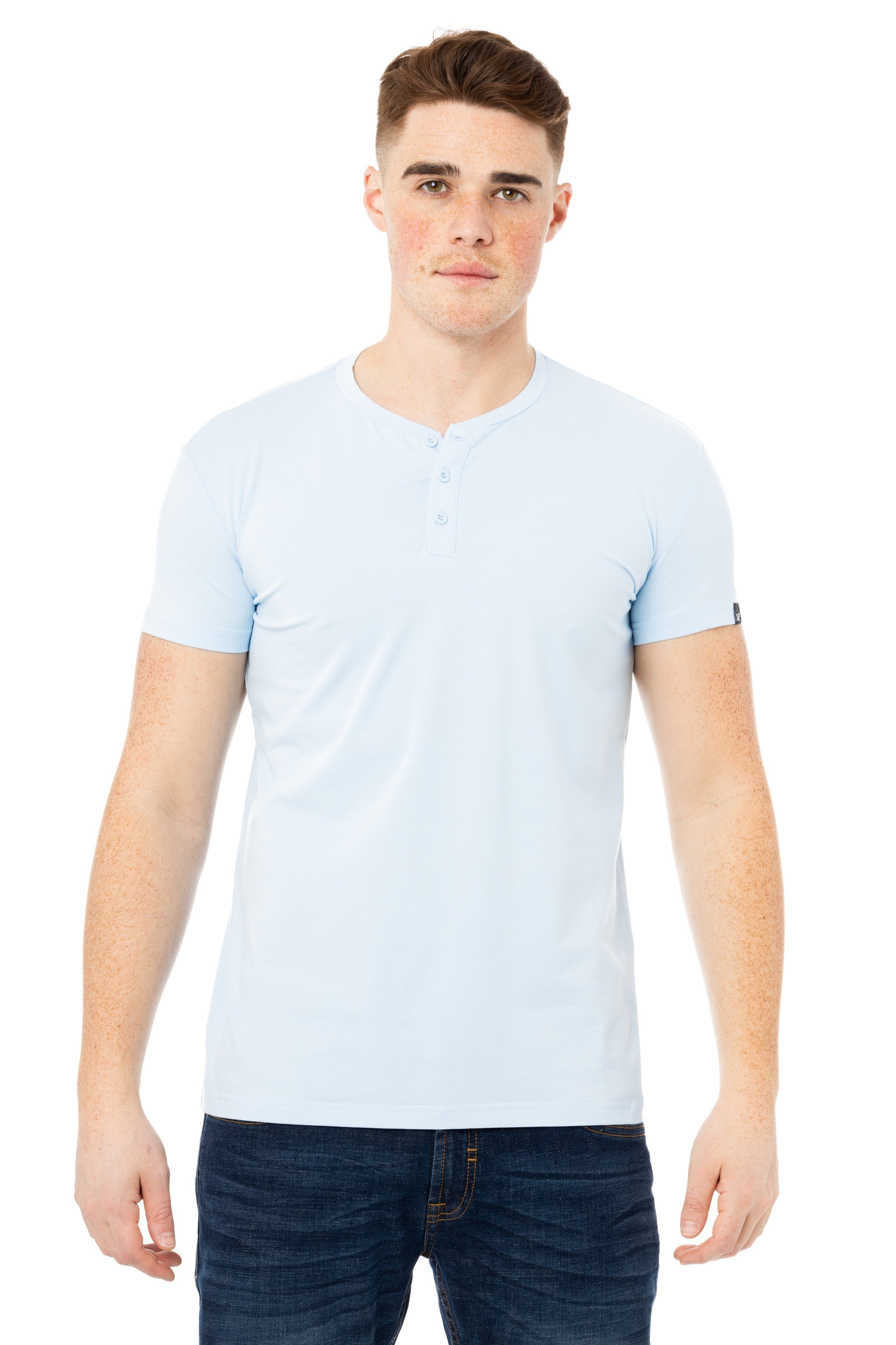 X-ray X Ray Men's Short Sleeves Henley T-shirt In Blue