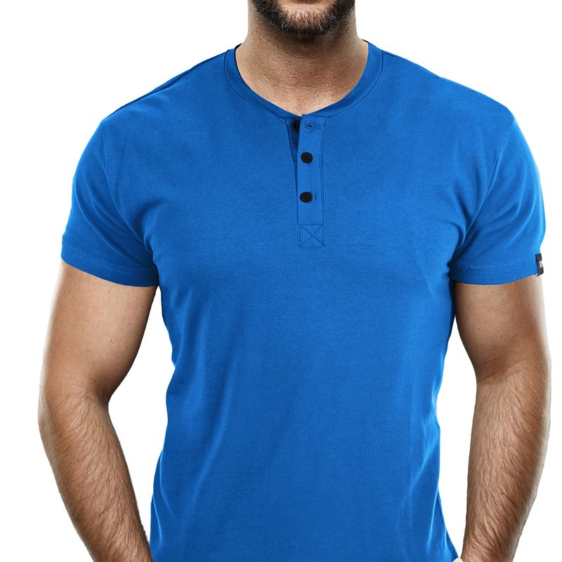 X-ray X Ray Men's Short Sleeves Henley T-shirt In Ocean Blue