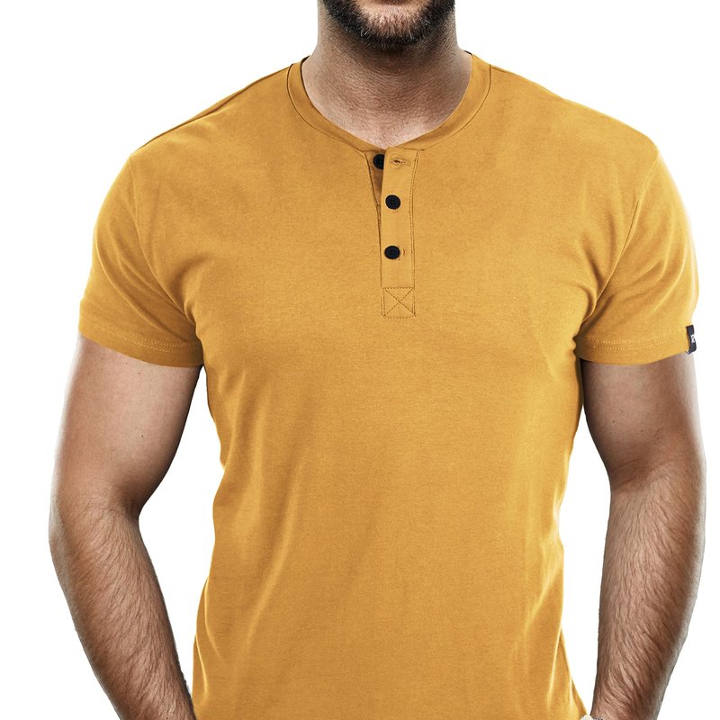 X-ray Men's Short Sleeves Henley T-shirt In Gold