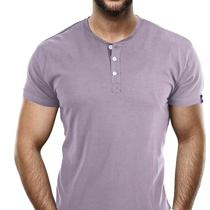 X-ray X Ray Men's Short Sleeves Henley T-shirt In Dusty Lavender