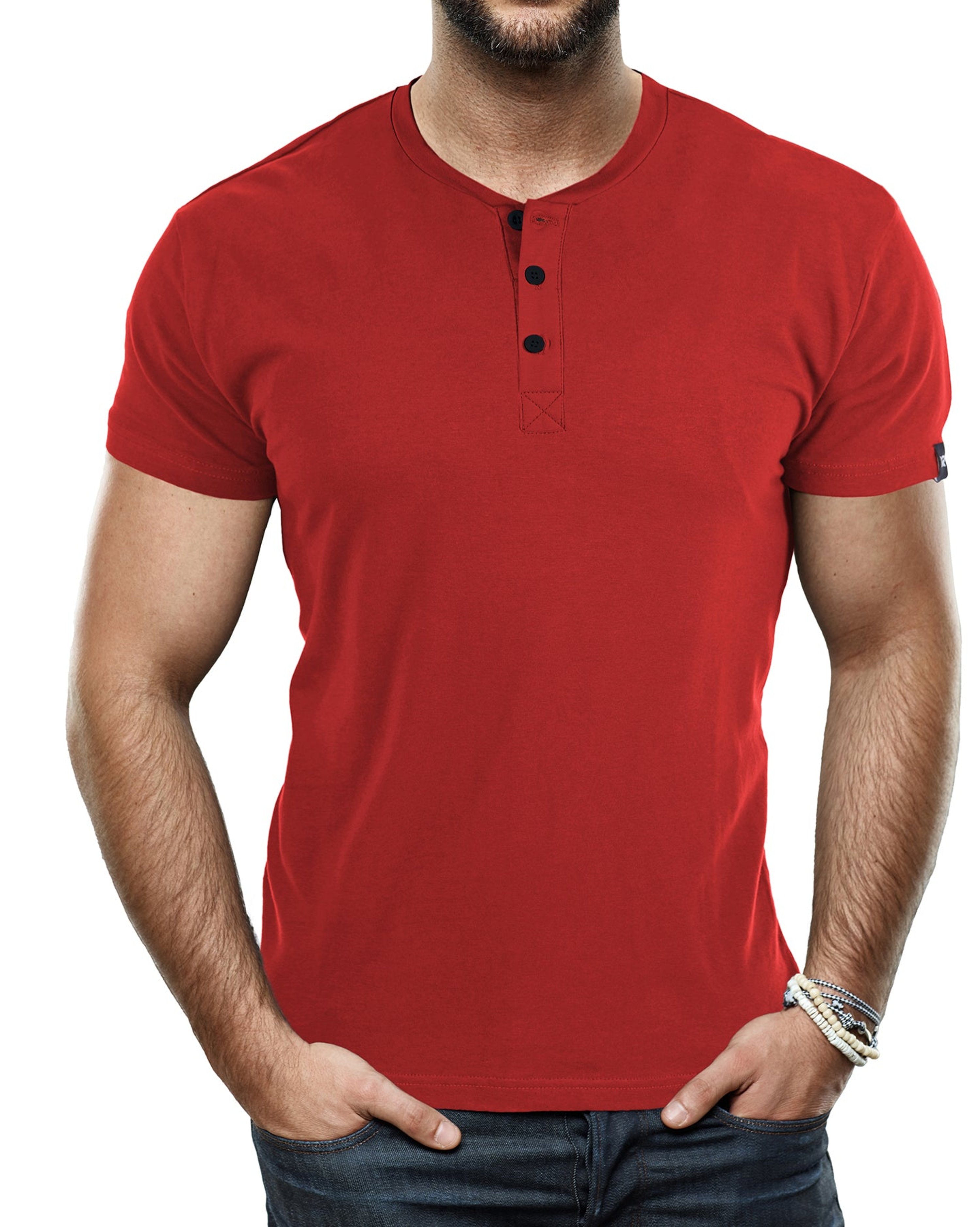 X-ray X Ray Men's Short Sleeves Henley T-shirt In Red