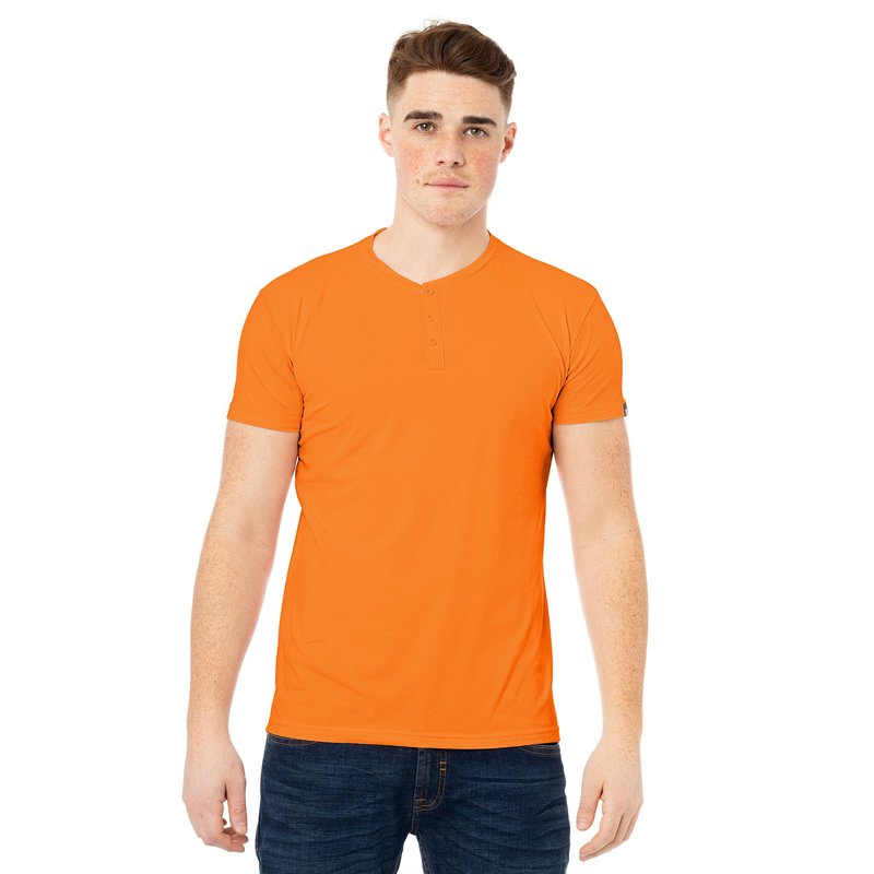 X-ray Men's Short Sleeves Henley T-shirt In Orange