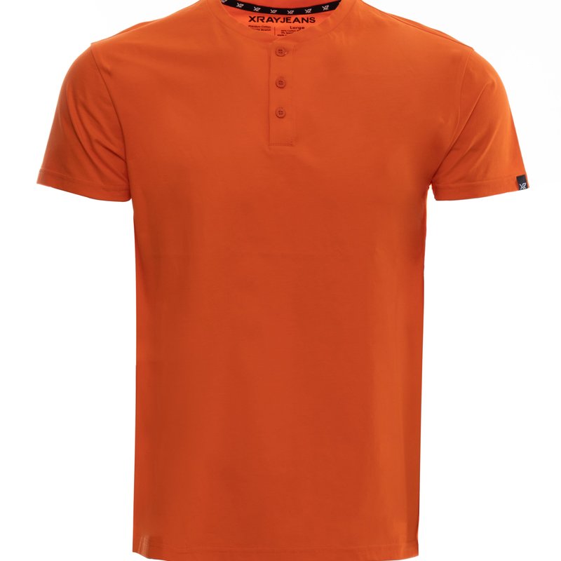 X-ray X Ray Men's Short Sleeves Henley T-shirt In Tangerine