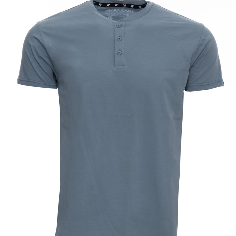 X-ray X Ray Men's Short Sleeves Henley T-shirt In Slate Blue