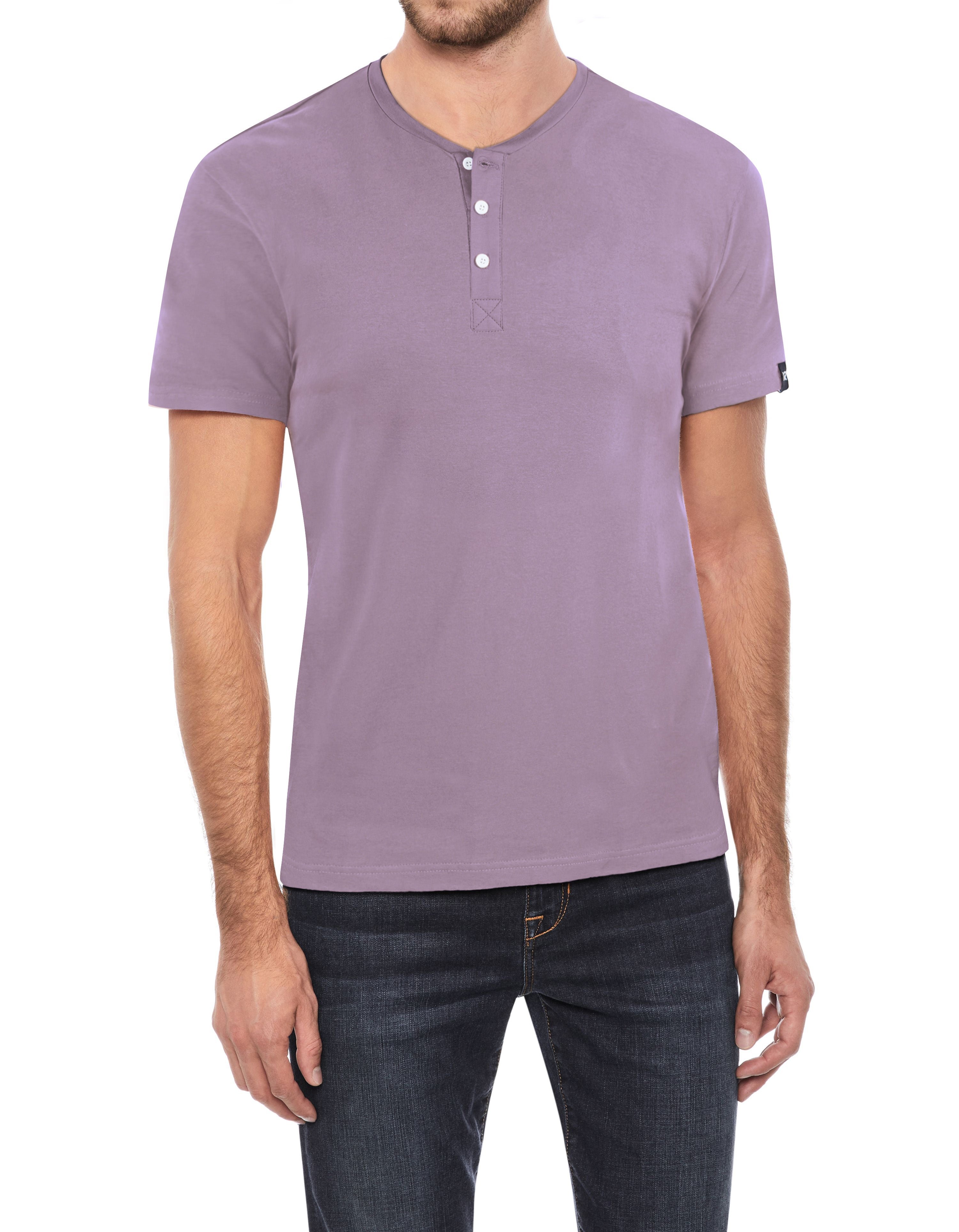 X-ray X Ray Men's Short Sleeves Henley T-shirt In Purple
