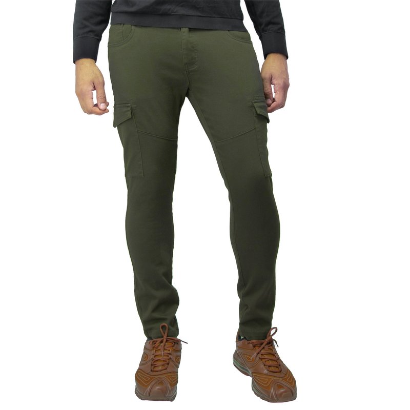 X-ray Men's Slim Fit Commuter Chino Pant With Cargo Pockets In Green