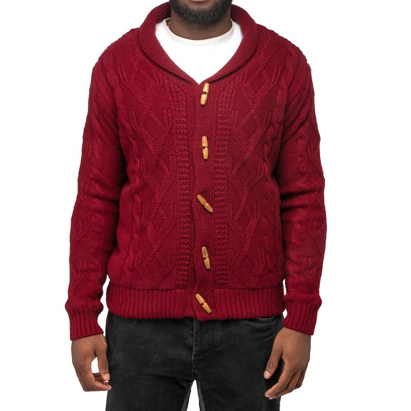 Shop X-ray Waffle Knitted Shawl Collar Cardigan In Red