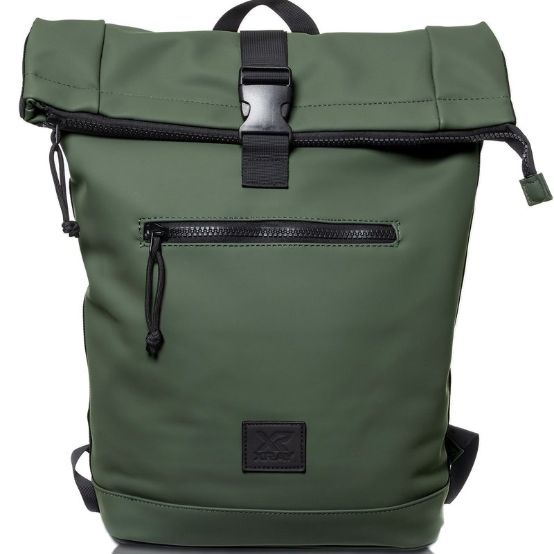 X-ray Waterproof Expandable Roll Top Backpack In Green