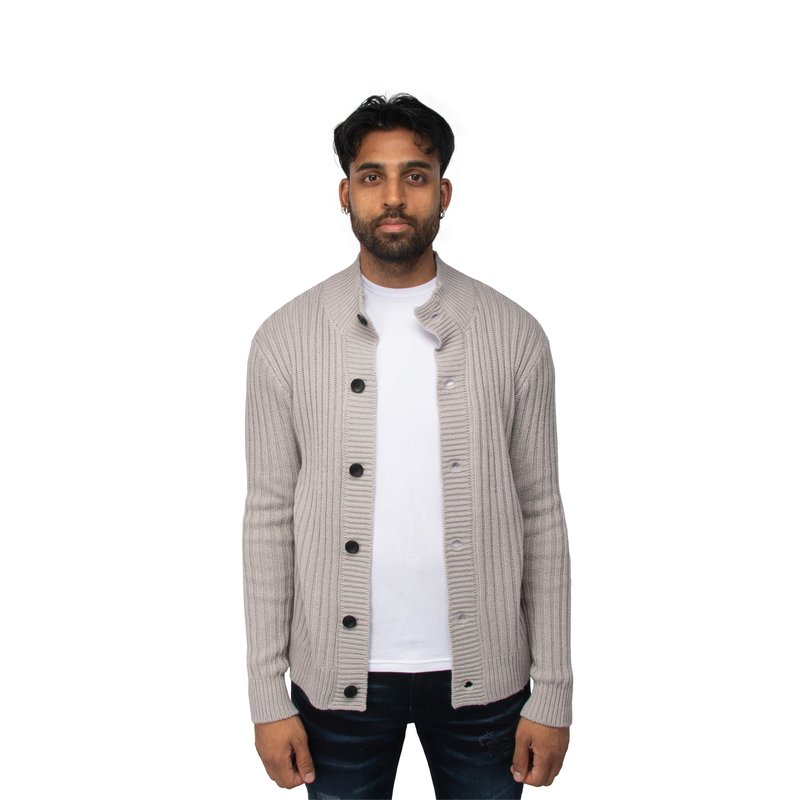 Shop X-ray Xmw-31042 | Stand Collar Button Ribbed Sweater In Grey