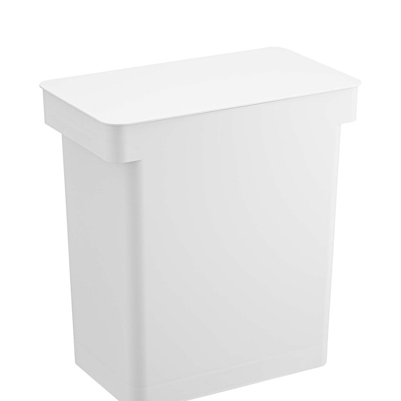 Yamazaki Home Airtight Rolling Trash Can In White