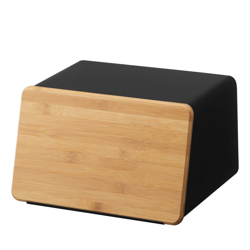 Yamazaki Home Bread Box With Cutting Board Lid In Black