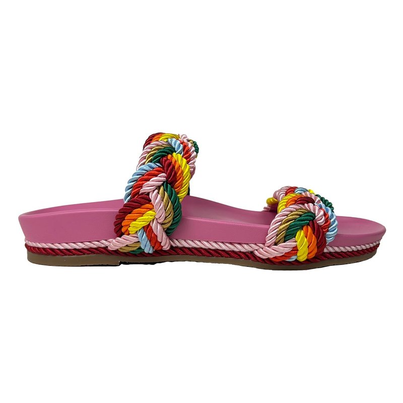 Shop Yosi Samra Michelle Braided Sandal In Multicolor In Pink