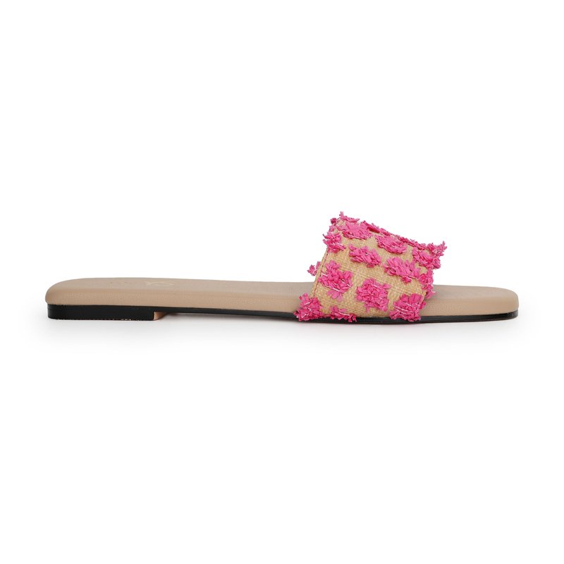 Shop Yosi Samra Reese Slide In Pink Raffia
