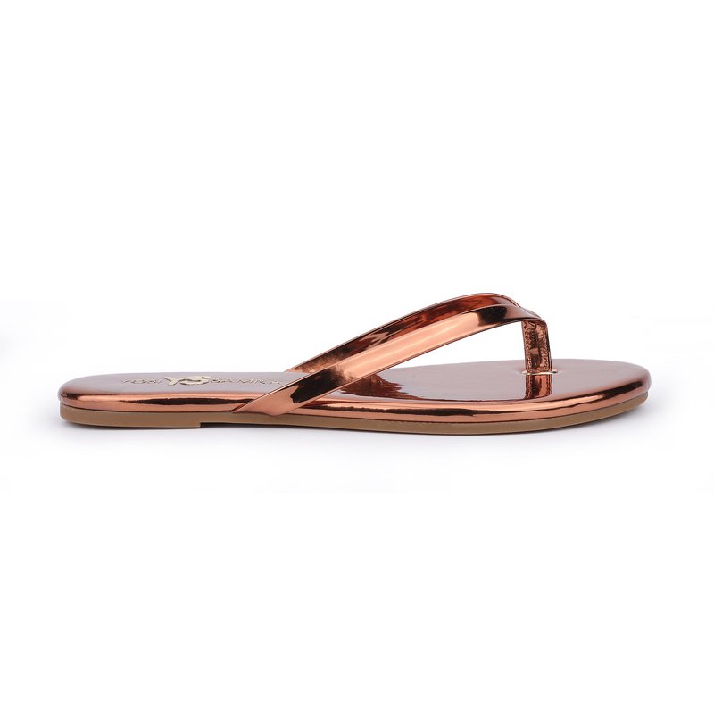 Shop Yosi Samra Rivington Flip Flop In Bronze Chrome In Brown