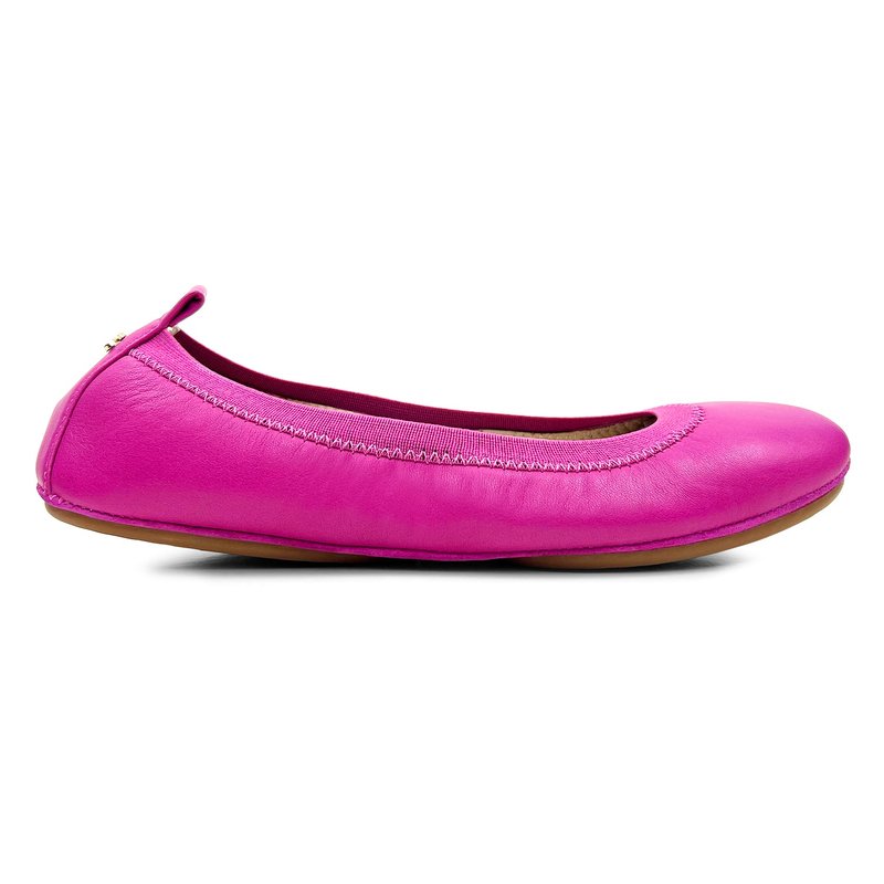 Shop Yosi Samra Samara Foldable Ballet Flat In Hibiscus Leather In Pink