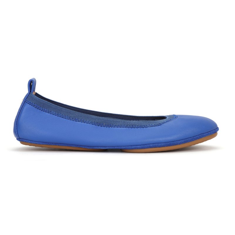 Shop Yosi Samra Samara Foldable Ballet Flat In Lapis Blue Leather