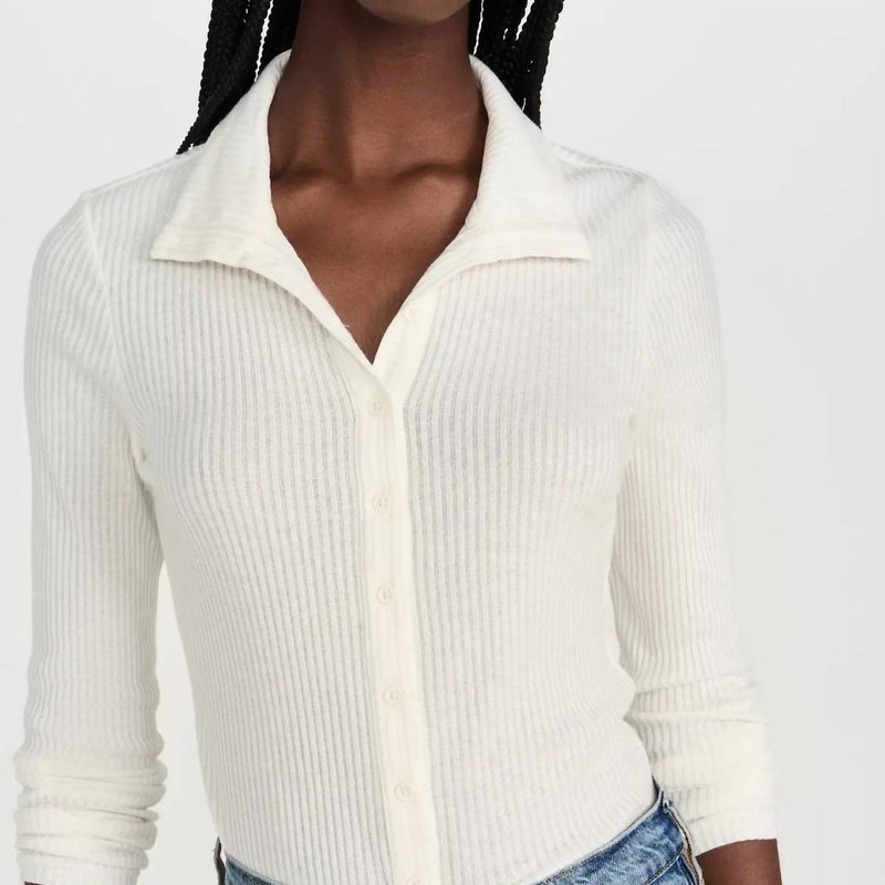 Shop Z Supply Adrienne Rib Button Up Top In White
