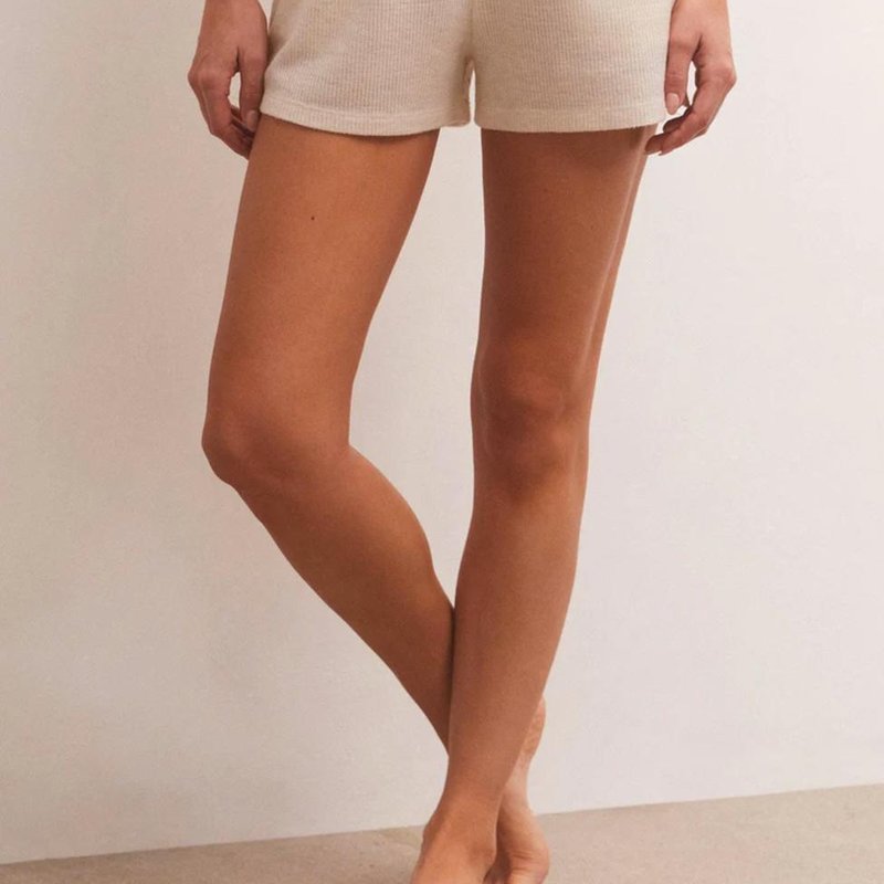 Shop Z Supply Cozy Days Thermal Shorts In Light Oatmeal In Brown