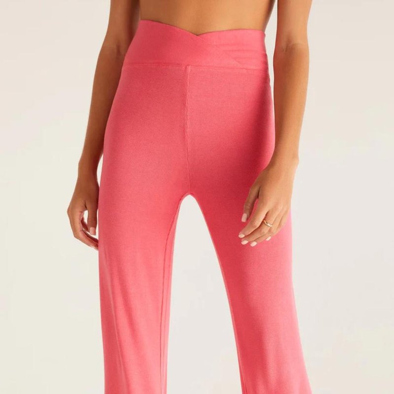Shop Z Supply Crossover Rib Pant In Pink