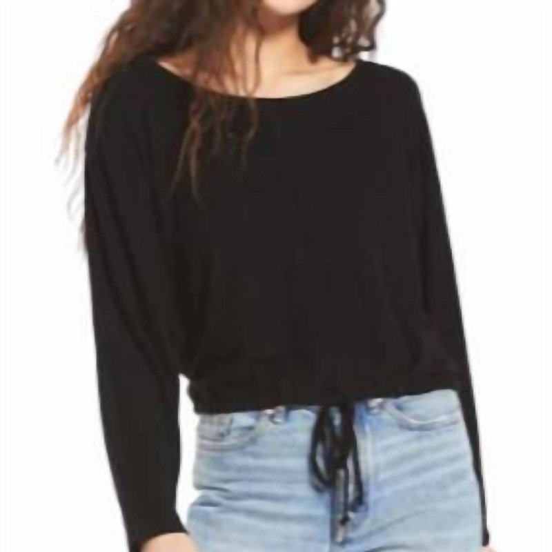 Shop Z Supply Dollie Slub Sweater Top In Black