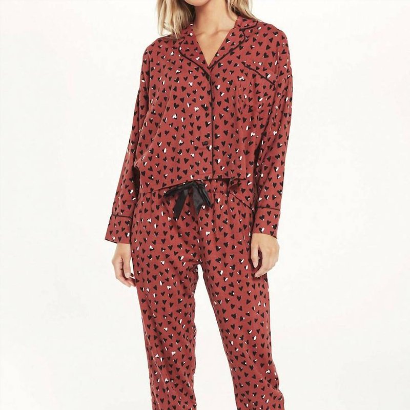Shop Z Supply Dream State Heart Pj Set In Red