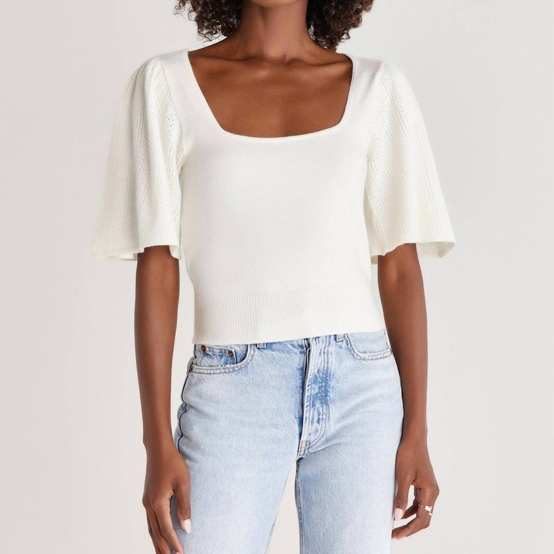 Shop Z Supply Gigi Pointelle Sweater Top In White