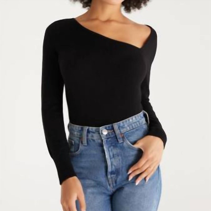 Shop Z Supply Karlie Asymmetrical Sweater Top In Black