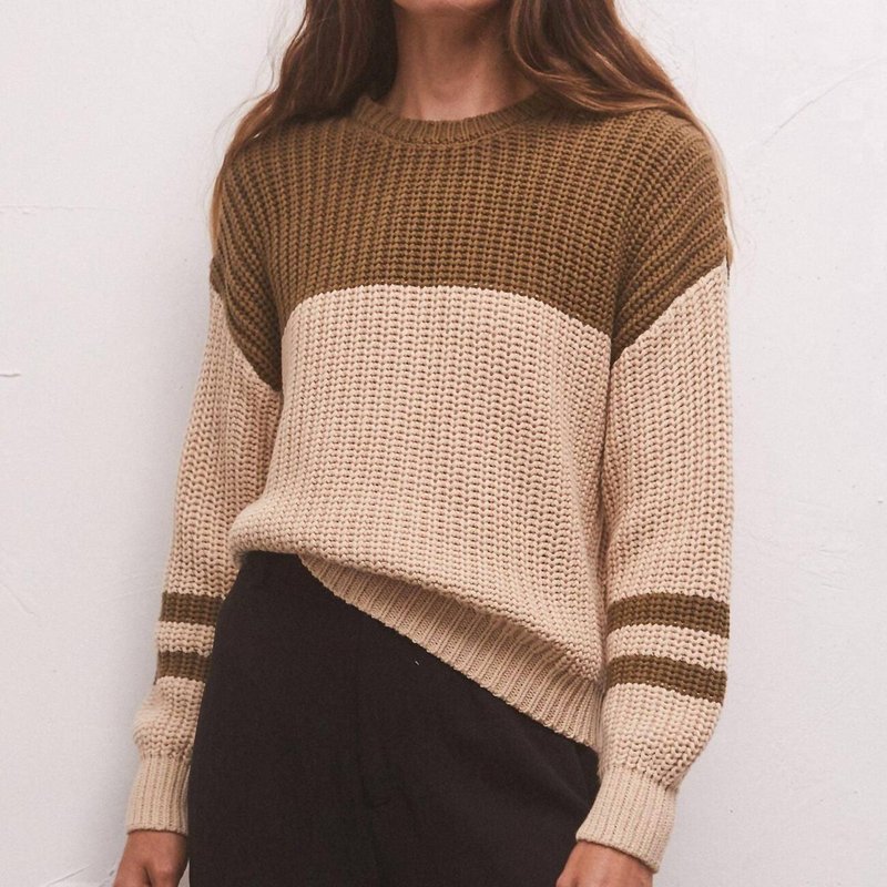 Z Supply Lyndon Color Block Sweater In Kelp In Multi