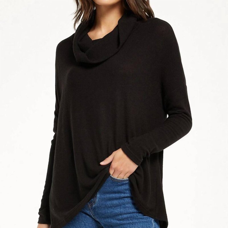 Shop Z Supply Melysa Marled Cowl Neck Top In Black