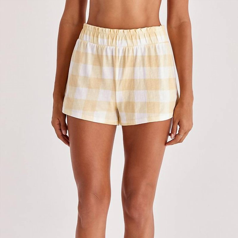 Shop Z Supply Picnic Check Shorts In Sunflower In Yellow